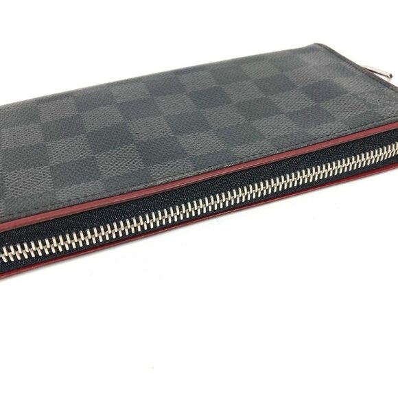LOUIS VUITTON Damier Graphite Zippy Wallet Zip Around Wallet Black/Red - Picture 4 of 16
